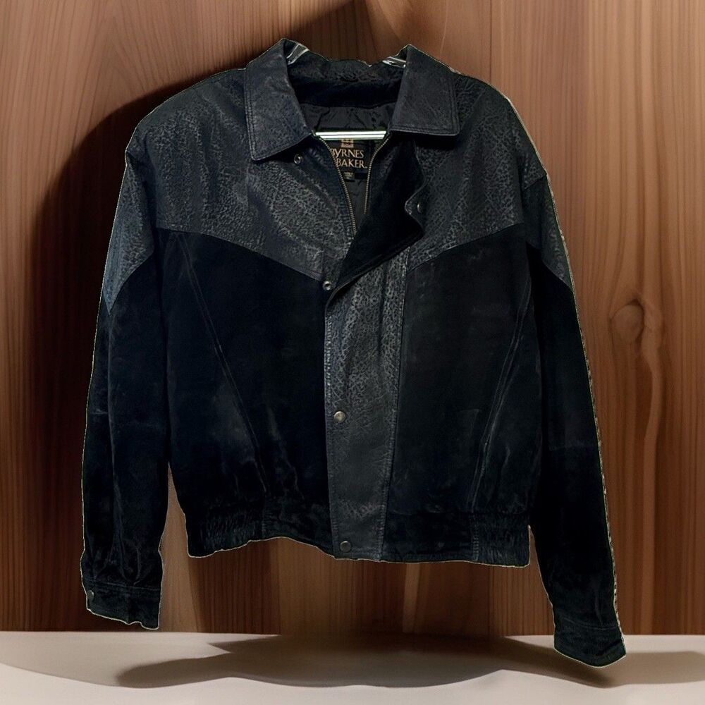 Vintage Byrnes Baker Suede Leather Jacket XL 80s Rocker Western Gothic  Retro